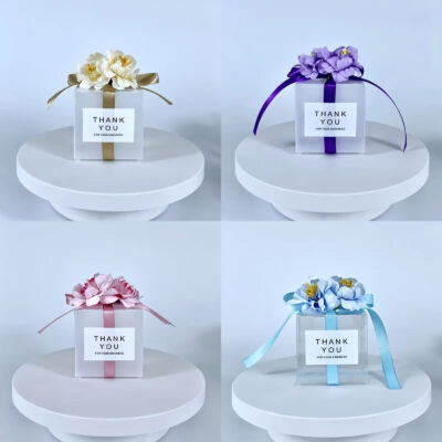 Beautiful decorative translucent party favor box all styles