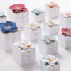 Elegant and Simple white party favor box with flower accent all options